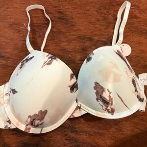 Danskin Floral Print Bra - Cream and Brown